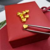 Pure 999 24K Yellow Bead DIY Bracelet Ring Necklace Lucky 3D Heart Pendant