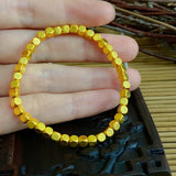 Pure 999 24K Yellow Women Lucky 4mm Square Bead Pendant
