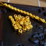 Pure 999 24K Yellow Women Lucky 4mm Square Bead Pendant