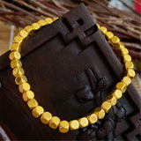 Pure 999 24K Yellow Women Lucky 4mm Square Bead Pendant