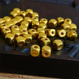 Pure 999 24K Yellow Women Lucky 4mm Square Bead Pendant
