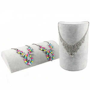 Velvet Bracelet Chain Pendant Necklace Storage Wooden Stand Holder