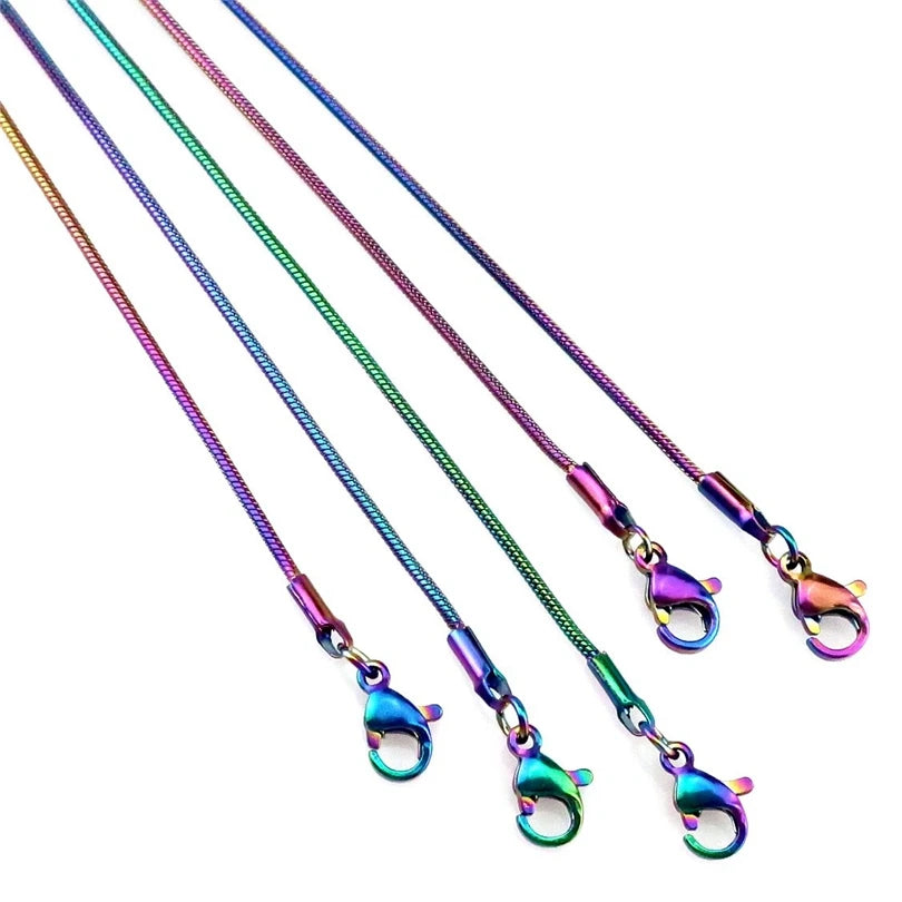 Rainbow Round Snake Necklace 1.2mm Stainless Steel Chain DIY Jewelry Material