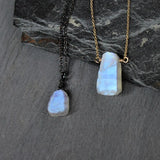 Rainbow Moonstone Necklace Raw Crystal Pendant Rose Gold