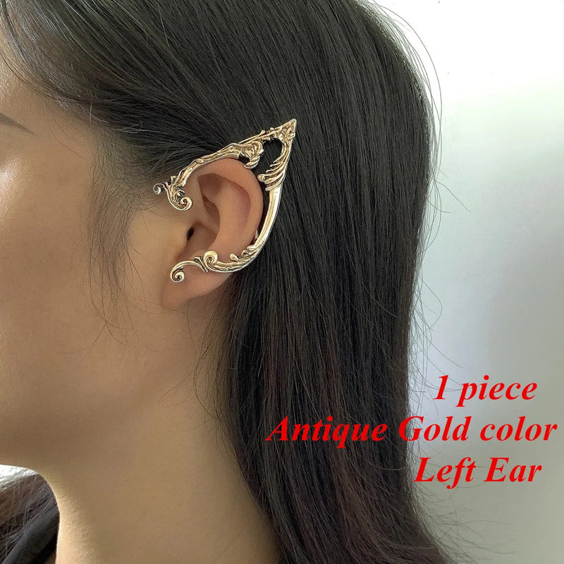 Retro Antique Elf Ear Clip Earrings Punk Fairy Ear Cuff Earring Women