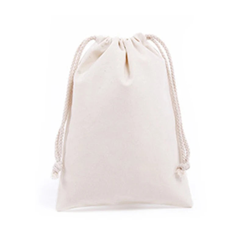 1 Reusable Cotton Muslin Drawstring Bag Organic Dust Bag for Jewelry Packaging