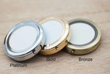 Pocket Pill Box Container 58MM Round with Mirror Gold/Silver/Bronze