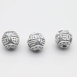 S999 Pure Silver Retro 3D Taiyin Blessing 11mm Bead Red Rope Bracelet