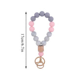 Silicone Wood Beads Keychain Keyring For Women Wristlet Bracelet Pendant