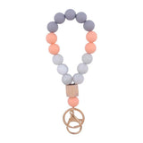 Silicone Wood Beads Keychain Keyring For Women Wristlet Bracelet Pendant