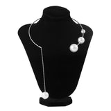 Geometric Round Bead Clavicle Chain Faux Pearl Necklace