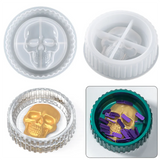 Skull Silicone Mold Round Ashtray Storage Box Epoxy Resin Gothic Style DIY Gift