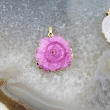 Solar Quartz Druzy Slice Pendant, Geode Necklace DIY Jewelry