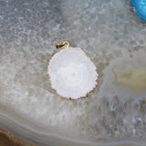 Solar Quartz Druzy Slice Pendant, Geode Necklace DIY Jewelry