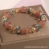 Crystal Bracelet Women's Strawberry Pink Crystal Versatile Handwear