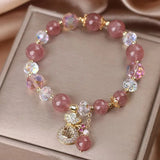 Crystal Bracelet Women's Strawberry Pink Crystal Versatile Handwear
