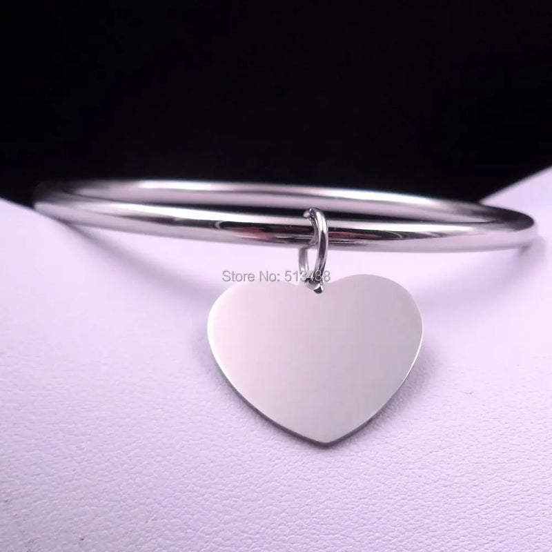 Stainless Steel Heart Charms Bracelet 2.68'' Women