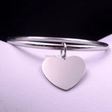 Stainless Steel Heart Charms Bracelet 2.68'' Women