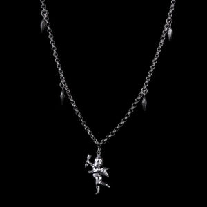 Stainless Steel Love Angel Wing Heart Bell Chain Necklace