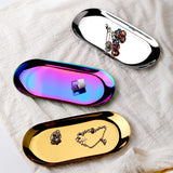 Stainless Steel Jewelry Trays 18*8.5cm Silver Oval Metal Organizer