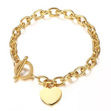 Stainless Steel Heart Bracelet Women Party Jewelry Gift Charm Bracelets
