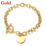 Stainless Steel Heart Bracelet Women Party Jewelry Gift Charm Bracelets
