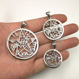 Wiccan Amulet Pendant Necklace, Ancient Power Name of Silver