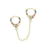 925 Silver Handcuff Dangle Earring Rainbow