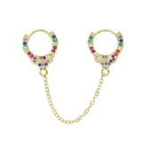 925 Silver Handcuff Dangle Earring Rainbow