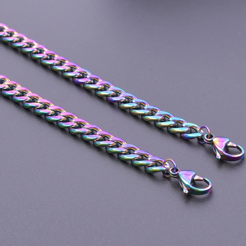 6.5mm Stainless Steel Rainbow Necklace Chain for Jewelry Making