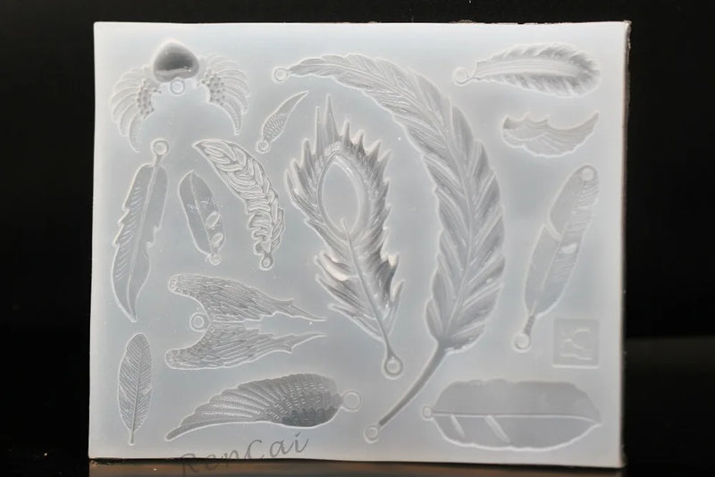 Transparent Feather Silicone Resin Mold for Charms Pendant Making