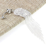 Long Tassel Belly Button Ring with Rhinestone Pendant