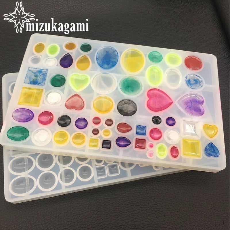 UV Resin Jewelry Liquid Silicone Mold Heart Water Drop Round Beads Resin Molds