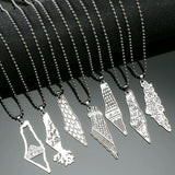Vintage Silver House Letter Pendant Necklace Unisex Beads Chain
