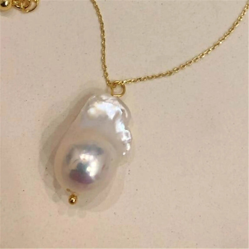 Baroque Pearl Pendant 18 Inches Necklace Classic Real Cultured Aurora Wedding