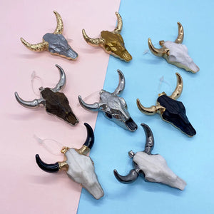 1pcs Brown Acrylic Bull Head Pendant for DIY Necklace