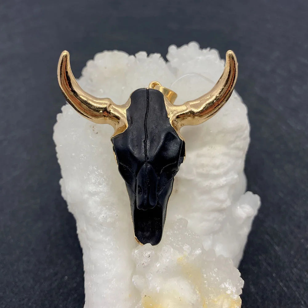 1pcs Brown Acrylic Bull Head Pendant for DIY Necklace