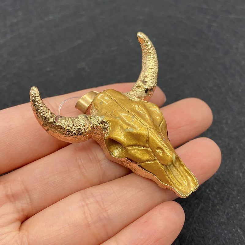 1pcs Brown Acrylic Bull Head Pendant for DIY Necklace