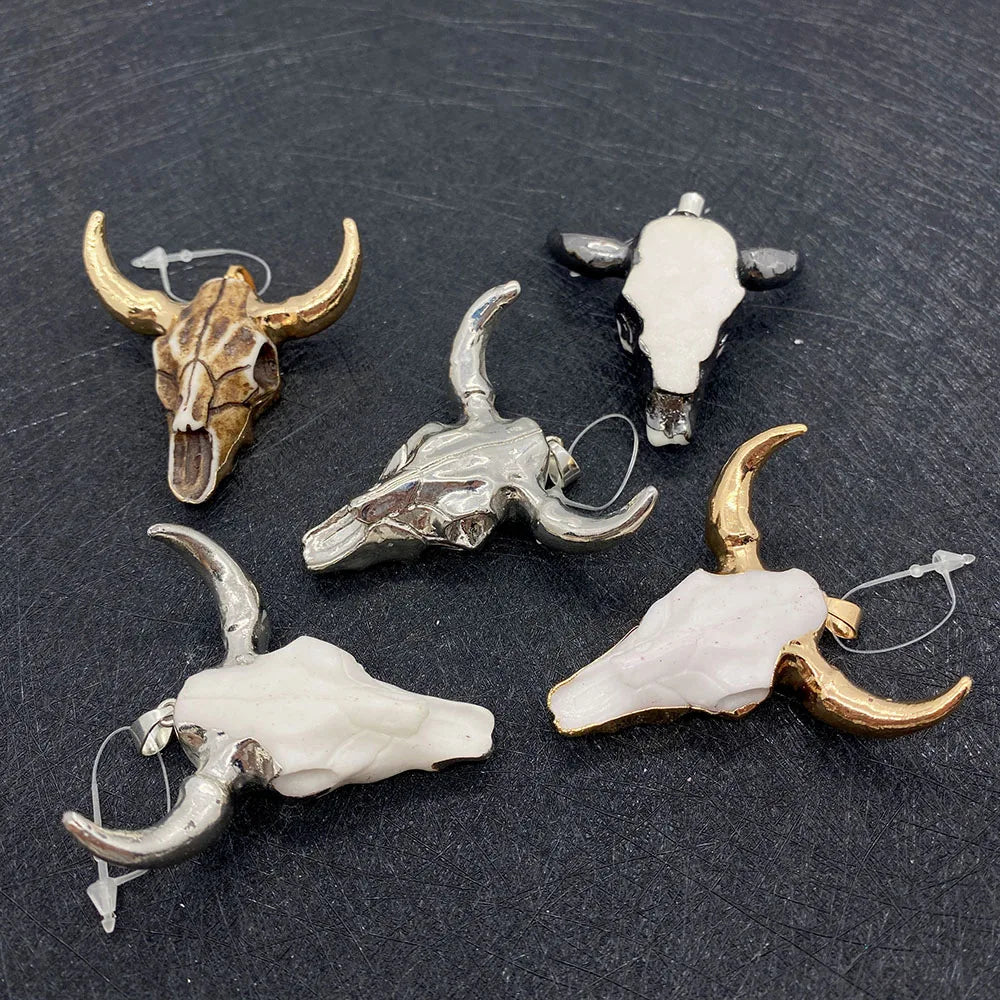 1pcs Brown Acrylic Bull Head Pendant for DIY Necklace