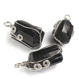 Natural Tourmaline Wire Wrapped Pendant Chakra Healing Point Reiki Charms