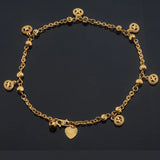 Yellow Round Patterned Anklets Chain for Women Girls