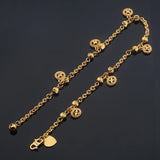 Yellow Round Patterned Anklets Chain for Women Girls