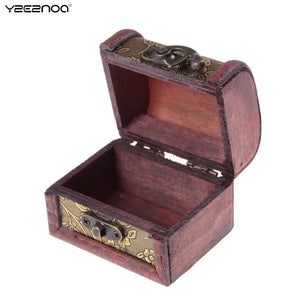 Wooden Trinket Jewelry Storage Box Antique Style Organizer Case