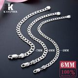 925 Silver Bracelet Men 6MM Sideways Chain 925 Jewelry Bracelet