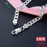 925 Silver Bracelet Men 6MM Sideways Chain 925 Jewelry Bracelet