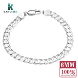 925 Silver Bracelet Men 6MM Sideways Chain 925 Jewelry Bracelet