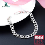925 Silver Bracelet Men 6MM Sideways Chain 925 Jewelry Bracelet