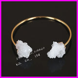 Natural Crystal Rhinestone Druzy Stone Pendant Bangle Rose Shape Gems