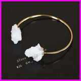 Natural Crystal Rhinestone Druzy Stone Pendant Bangle Rose Shape Gems
