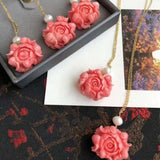 Hibiscus Mutabilis Shell Pearl Amulet Pendant Choker Keychain Crystal Necklace